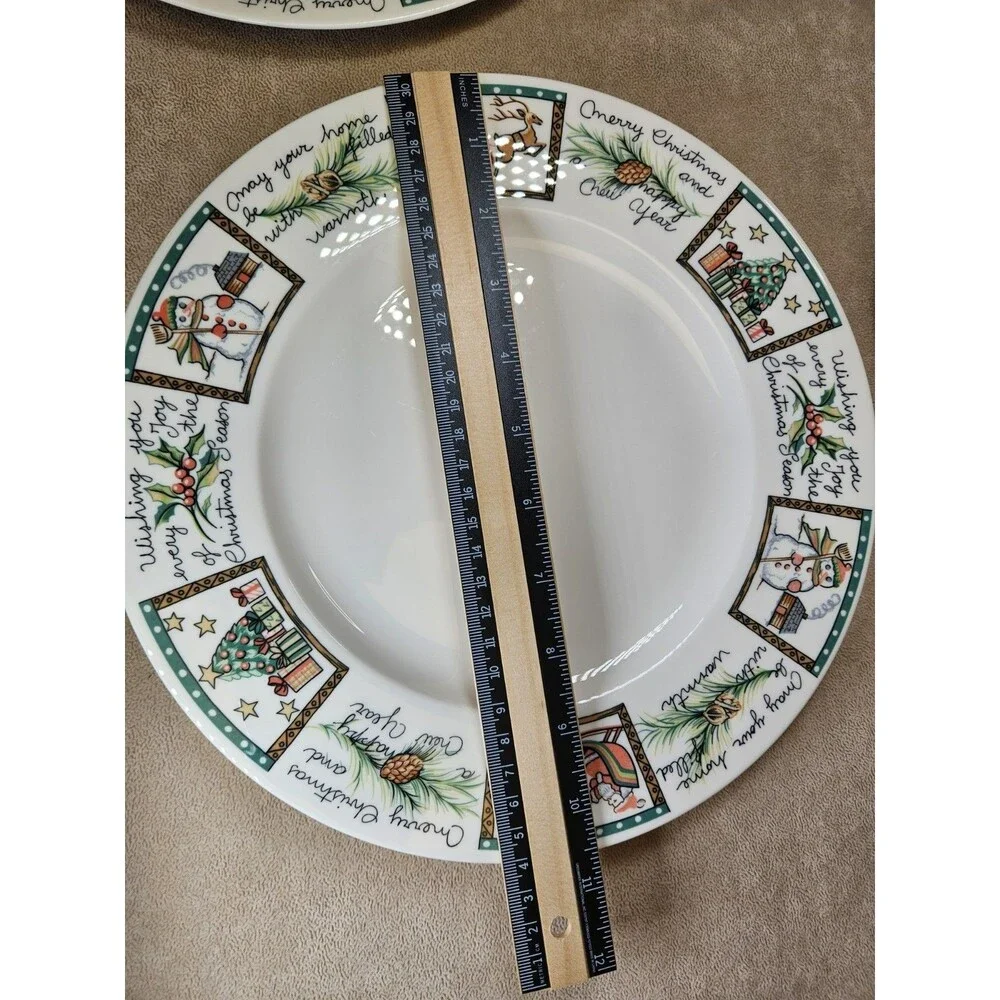 EUC 4 Mikasa HK713 CHRISTMAS WISH Dinner Plates Ultima+ Super Strong Fine China